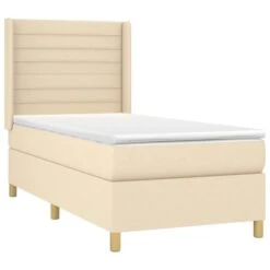 Sommier Tapissier Avec Matelas Et LED Crème 100x200 Cm Tissu -Pas Cher Lit Magasin sommier tapissier avec matelas et led creme 100x200 cm tissu 3666722842877 1461672