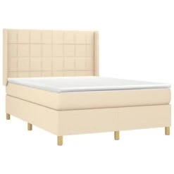Sommier Tapissier Avec Matelas Et LED Crème 140x190 Cm Tissu -Pas Cher Lit Magasin sommier tapissier avec matelas et led creme 140x190 cm tissu 8720287354833 1461640