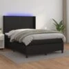 Sommier Tapissier Avec Matelas Et LED Noir 140x200cm Similicuir -Pas Cher Lit Magasin sommier tapissier avec matelas et led noir 140x200cm similicuir 3666722845441 1462486