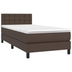 Sommier Tapissier Et Matelas Et LED Marron 80x200 Cm Similicuir -Pas Cher Lit Magasin sommier tapissier et matelas et led marron 80x200 cm similicuir 3666722938013 1499422
