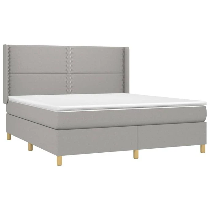 Sommier Tapissier Matelas Et LED Gris Clair 160x200 Cm Tissu 6 Sommier Tapissier Matelas Et LED Gris Clair 160x200 Cm Tissu – Image 4